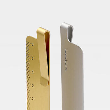 KACO RUMA书签尺子15cm 铝合金直尺多功能书签夹子金属尺子办公绘图刻度尺定制